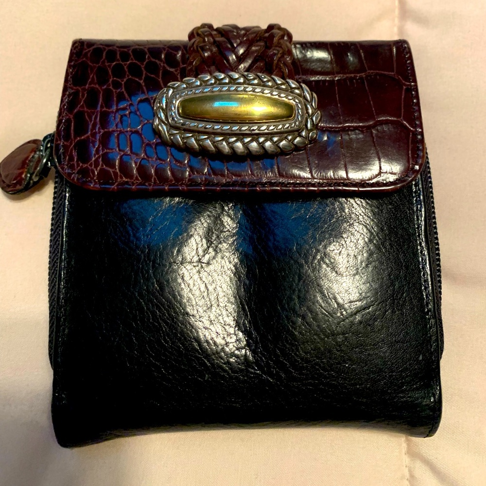 Brighton Black and Brown Bifold Wallet with Croc Texture